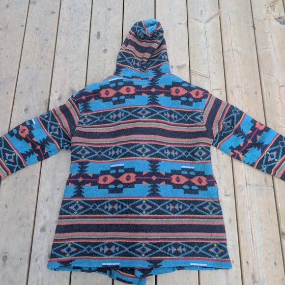 Vintage Y2K Lacasa Hoodie Women Blue Aztec Print Casual Long Sleeve Winter Boho - Picture 6 of 6